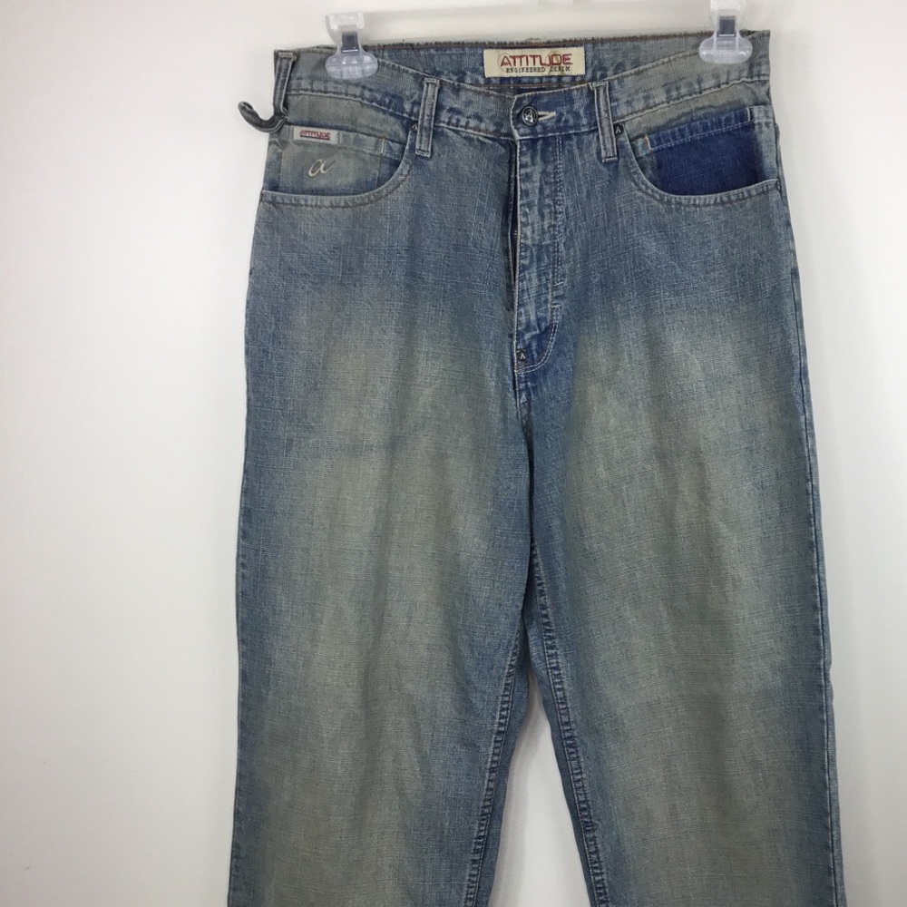 Attitude Men’s Jeans Wide Leg Distressed 32X32